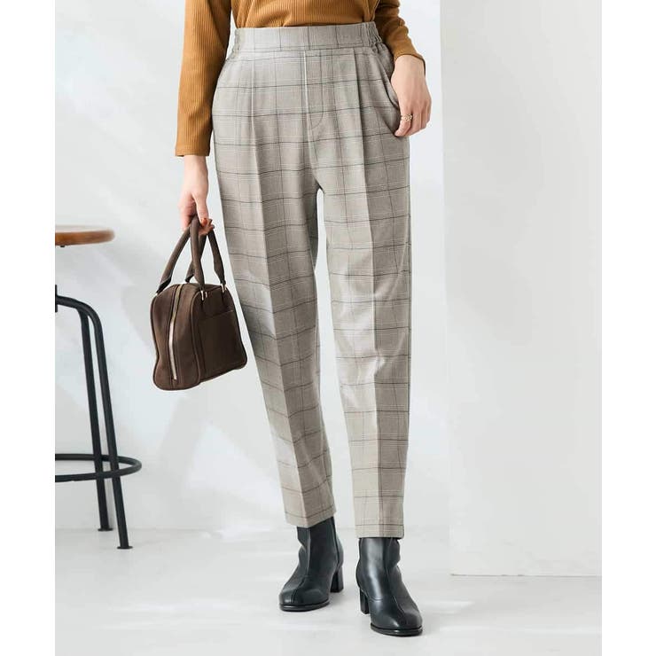 【イージーケア 洗える ストレッチ】裏起毛美ラクるスッキリ見えチェックテーパード… | a.v.v【WOMEN】 | 詳細画像2 