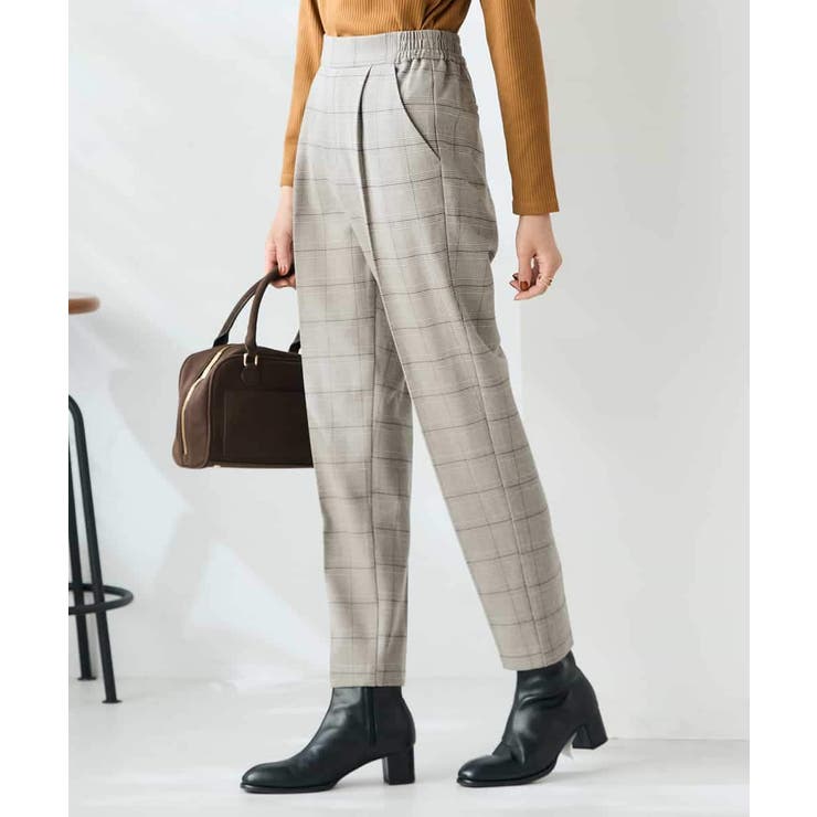 【イージーケア 洗える ストレッチ】裏起毛美ラクるスッキリ見えチェックテーパード… | a.v.v【WOMEN】 | 詳細画像3 