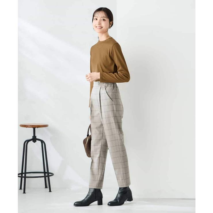 【イージーケア 洗える ストレッチ】裏起毛美ラクるスッキリ見えチェックテーパード… | a.v.v【WOMEN】 | 詳細画像7 