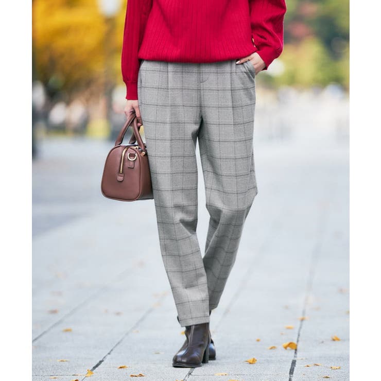 グレンチェック | 【イージーケア 洗える ストレッチ】裏起毛美ラクるスッキリ見えチェックテーパード… | a.v.v【WOMEN】