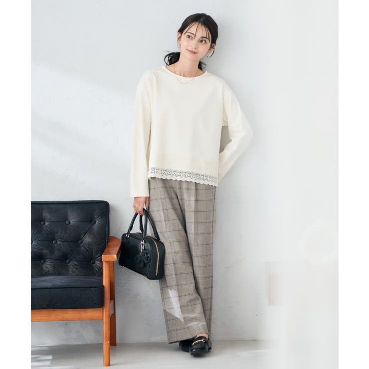 裏起毛美ラクるスッキリ見えチェックワイドパンツ | a.v.v【WOMEN】 | 詳細画像10 