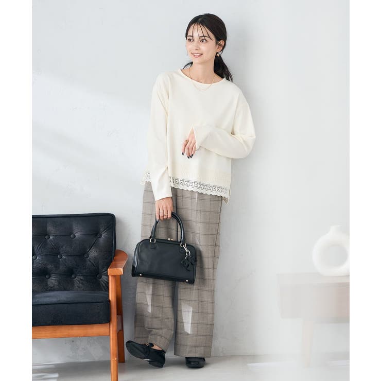 裏起毛美ラクるスッキリ見えチェックワイドパンツ | a.v.v【WOMEN】 | 詳細画像11 