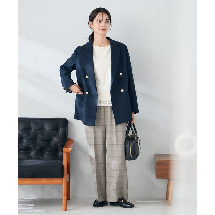 裏起毛美ラクるスッキリ見えチェックワイドパンツ | a.v.v【WOMEN】 | 詳細画像12 