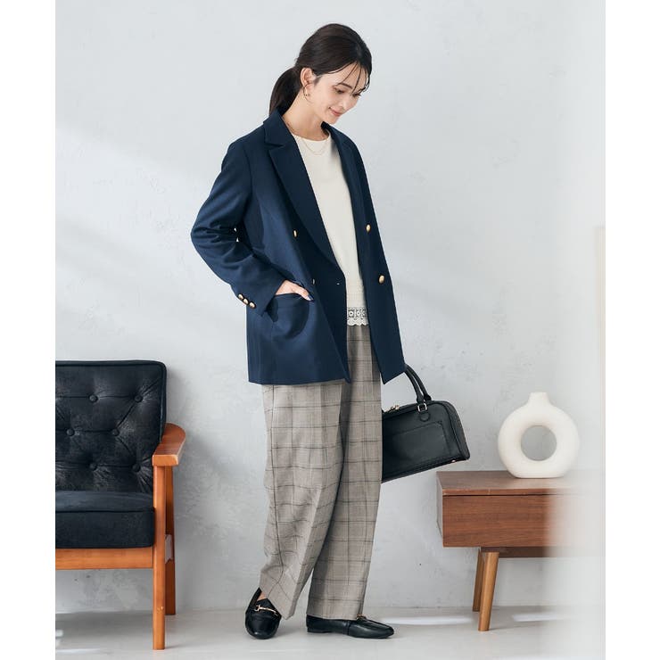 裏起毛美ラクるスッキリ見えチェックワイドパンツ | a.v.v【WOMEN】 | 詳細画像13 