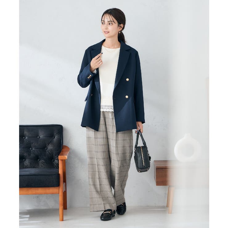 裏起毛美ラクるスッキリ見えチェックワイドパンツ | a.v.v【WOMEN】 | 詳細画像14 