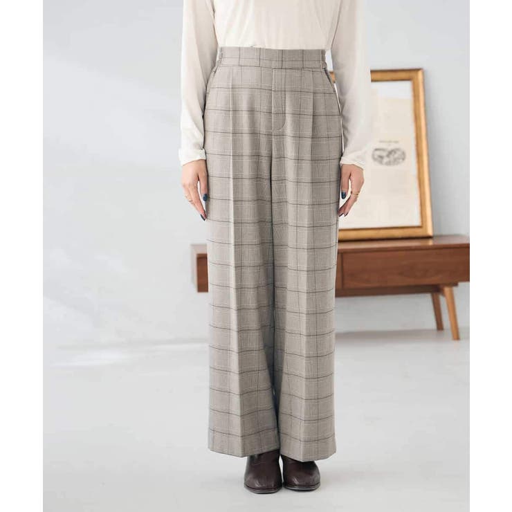 裏起毛美ラクるスッキリ見えチェックワイドパンツ | a.v.v【WOMEN】 | 詳細画像15 