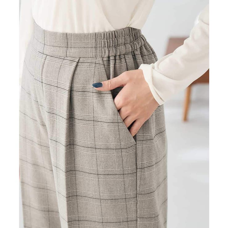 裏起毛美ラクるスッキリ見えチェックワイドパンツ | a.v.v【WOMEN】 | 詳細画像20 