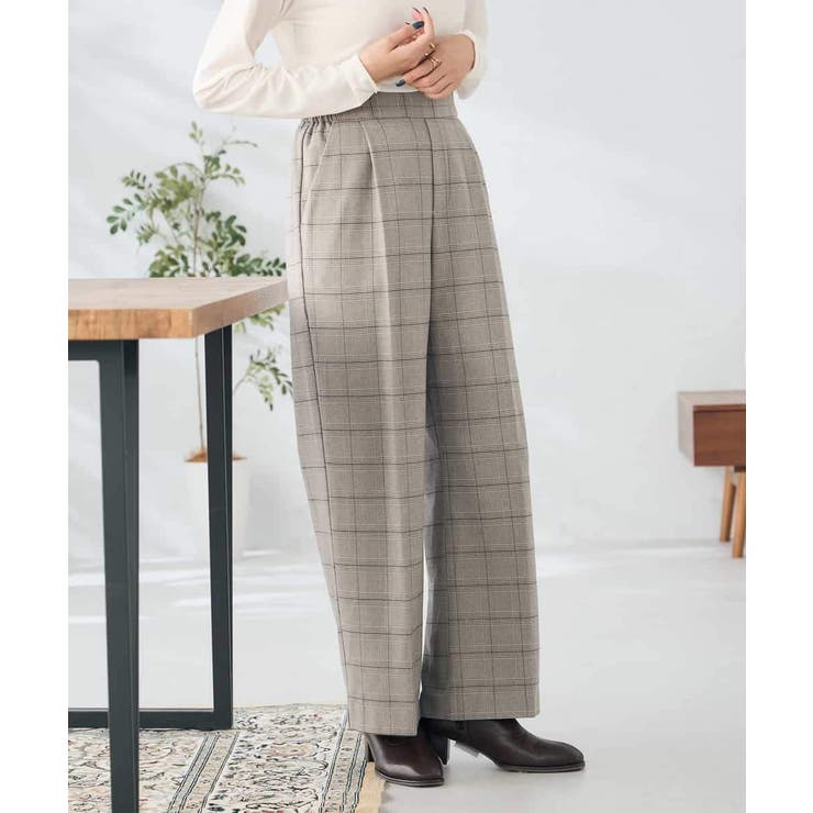 裏起毛美ラクるスッキリ見えチェックワイドパンツ | a.v.v【WOMEN】 | 詳細画像3 