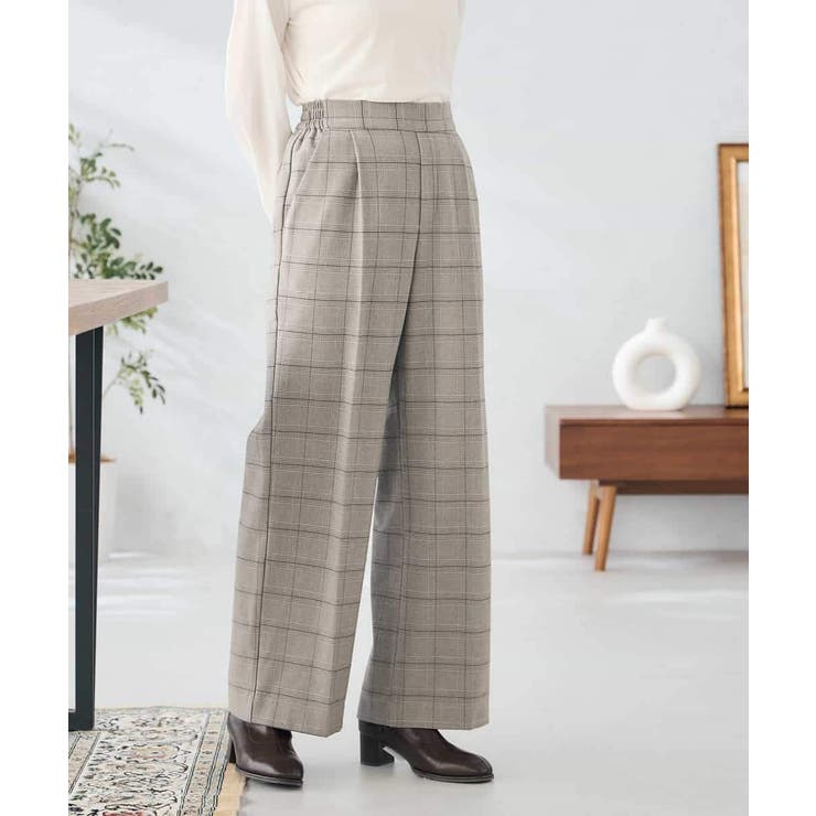 裏起毛美ラクるスッキリ見えチェックワイドパンツ | a.v.v【WOMEN】 | 詳細画像4 