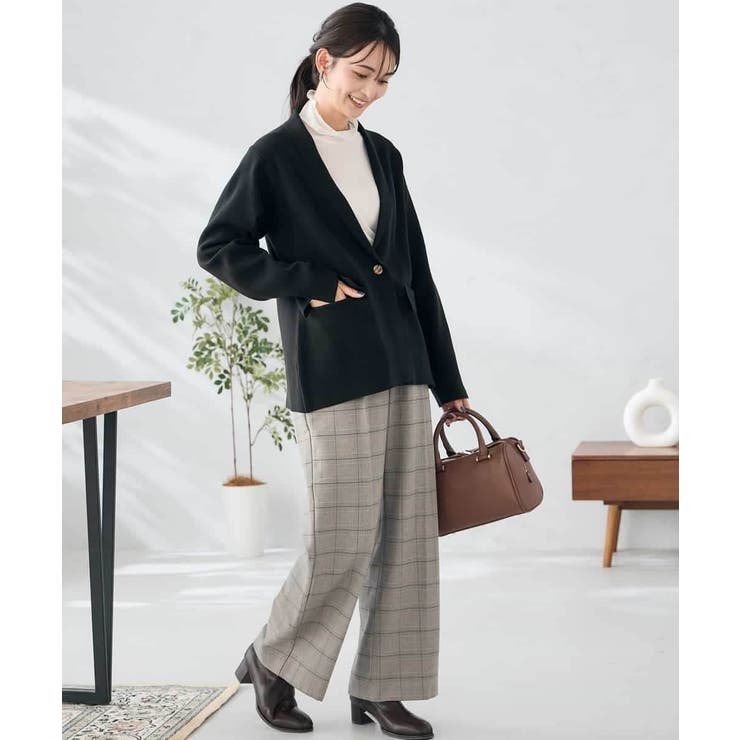 裏起毛美ラクるスッキリ見えチェックワイドパンツ | a.v.v【WOMEN】 | 詳細画像5 