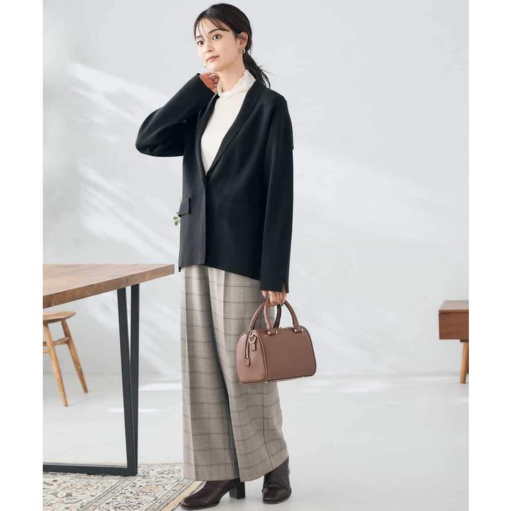 裏起毛美ラクるスッキリ見えチェックワイドパンツ | a.v.v【WOMEN】 | 詳細画像7 