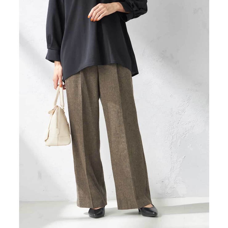 【洗える】ツイード美ラクるスッキリ見えワイドパンツ | a.v.v【WOMEN】 | 詳細画像1 