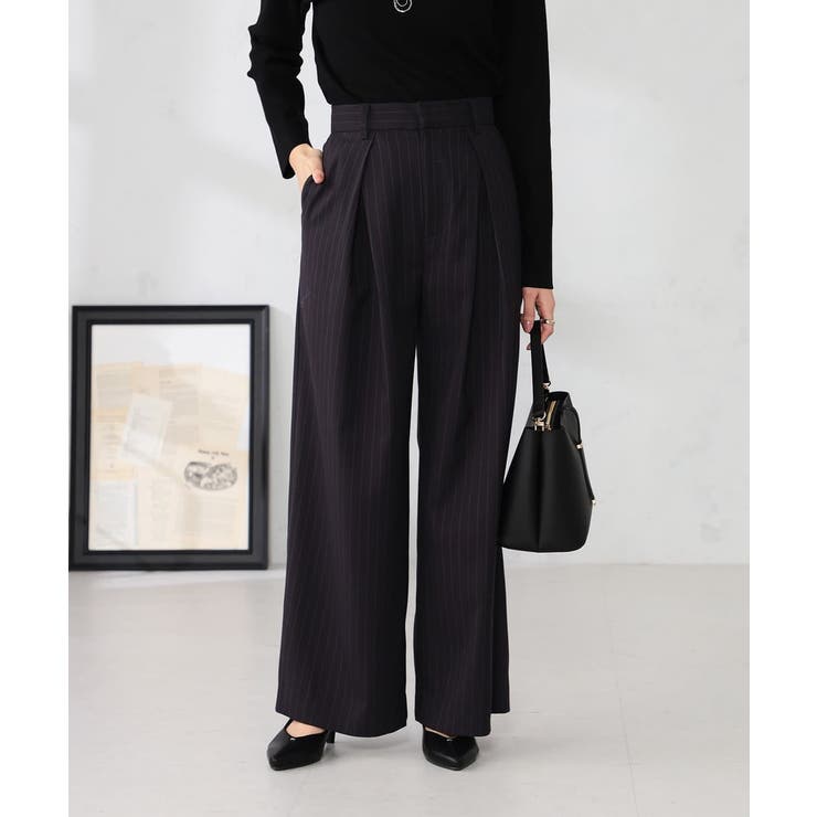 ストライプタックワイドパンツ | a.v.v【WOMEN】 | 詳細画像1 