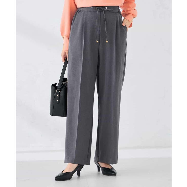 ダークグレー | 【WEB限定】裏起毛ウエストハトメドロストワイドパンツ | a.v.v【WOMEN】