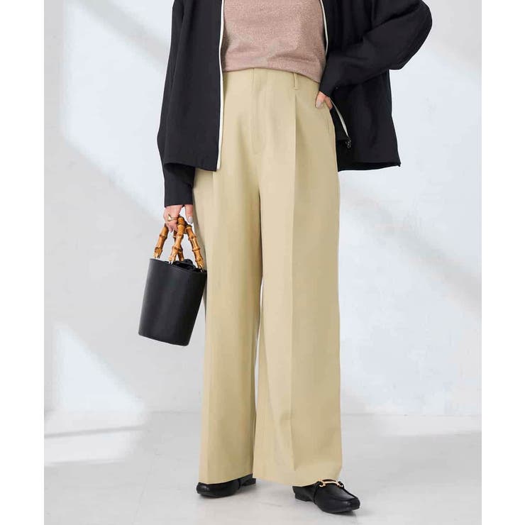 ベージュ | 【洗える】ハイウエストワイドパンツ | a.v.v【WOMEN】