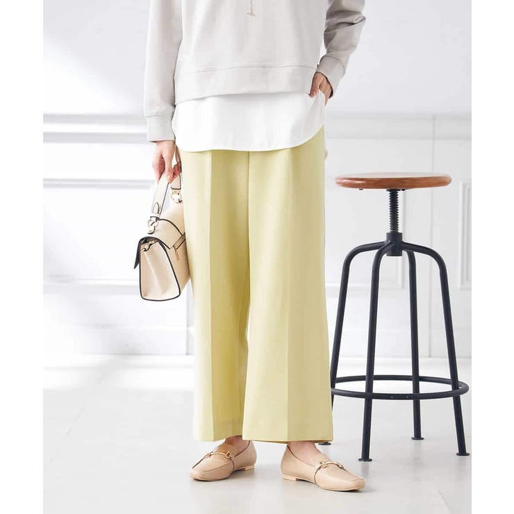 ライトイエロー | 【イージーケア/ストレッチ】美ラクるスッキリ見えワイドパンツ | a.v.v【WOMEN】