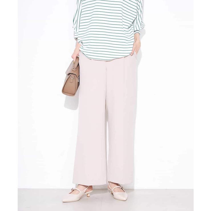 ベージュ | 【イージーケア/ストレッチ】美ラクるスッキリ見えワイドパンツ | a.v.v【WOMEN】