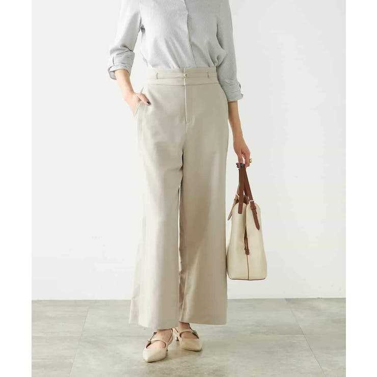 【洗える/ストレッチ】ベルテッドワイドストレートパンツ | a.v.v【WOMEN】 | 詳細画像1 