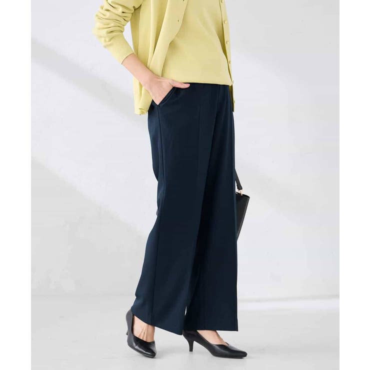 ネイビー | ［支持率NO.1/イージーケア/ストレッチ］スッキリ見えストレートパンツ | a.v.v【WOMEN】