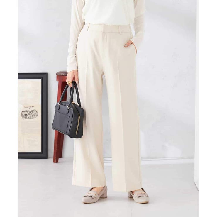 アイボリー | ［支持率NO.1/イージーケア/ストレッチ］スッキリ見えストレートパンツ | a.v.v【WOMEN】