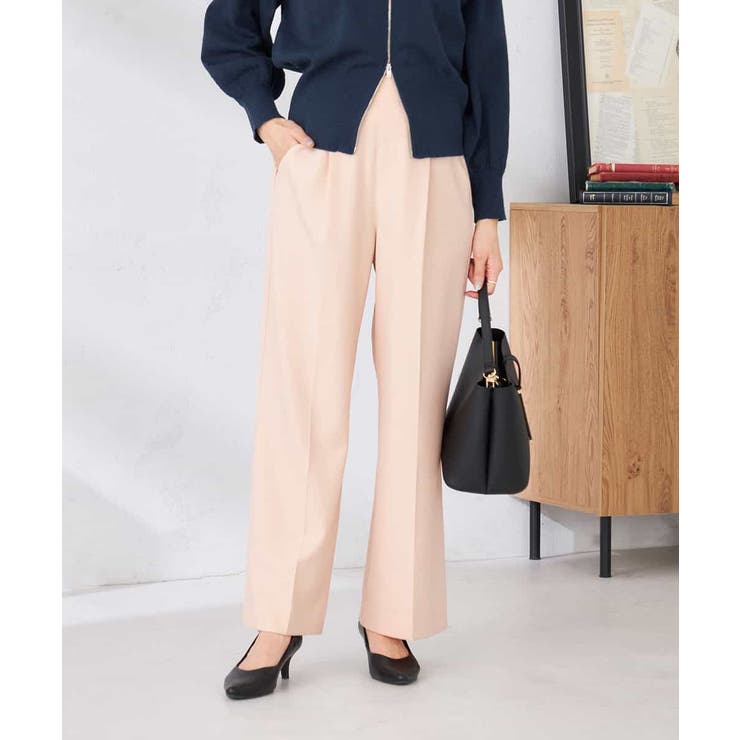 ピンク | ［支持率NO.1/イージーケア/ストレッチ］スッキリ見えワイドパンツ | a.v.v【WOMEN】