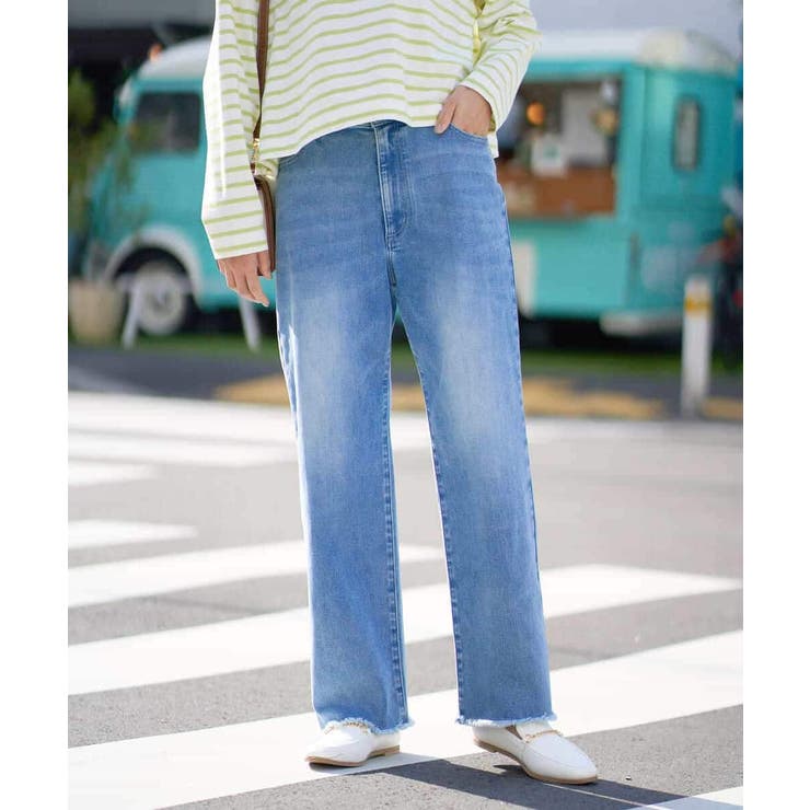 ブルー | ストレッチデニムストレートパンツ | a.v.v【WOMEN】