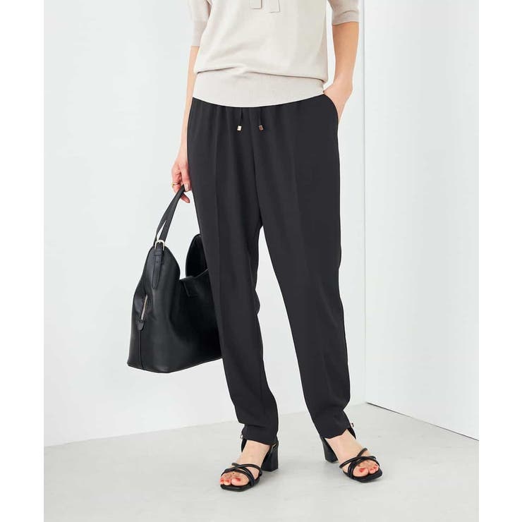 ブラック | 【接触冷感/洗える/イージーケア】美ラクるイージーテーパードパンツ | a.v.v【WOMEN】