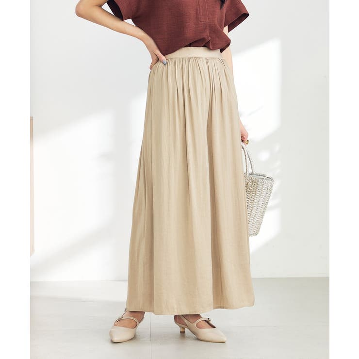 【洗える/セットアップ対応可】サテンギャザースカンツ | a.v.v【WOMEN】 | 詳細画像1 