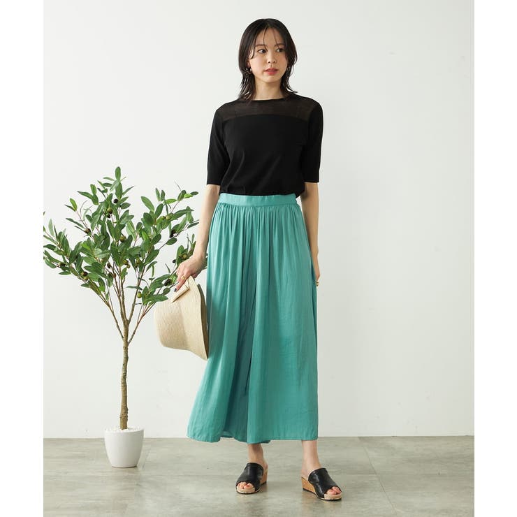 【洗える/セットアップ対応可】サテンギャザースカンツ | a.v.v【WOMEN】 | 詳細画像12 