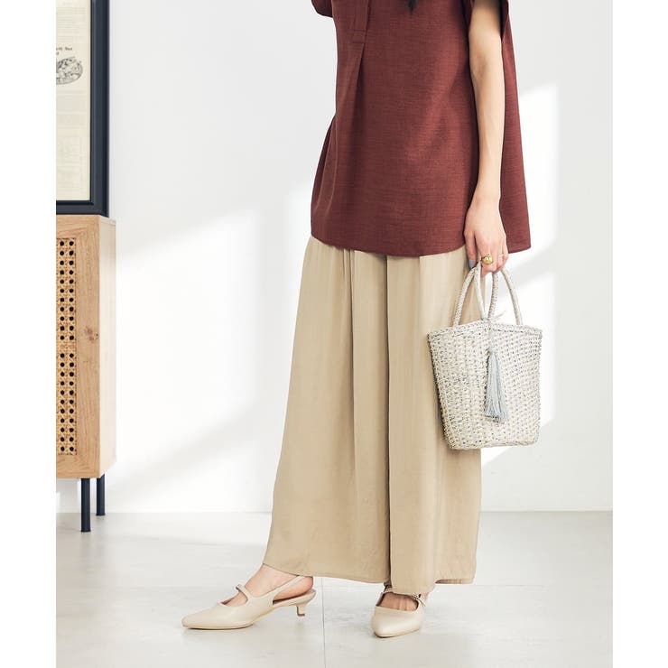 【洗える/セットアップ対応可】サテンギャザースカンツ | a.v.v【WOMEN】 | 詳細画像2 