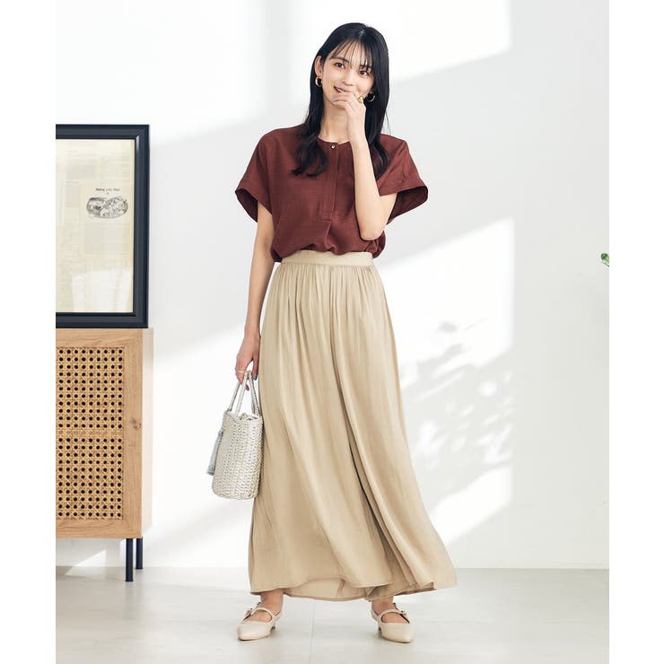 【洗える/セットアップ対応可】サテンギャザースカンツ | a.v.v【WOMEN】 | 詳細画像6 