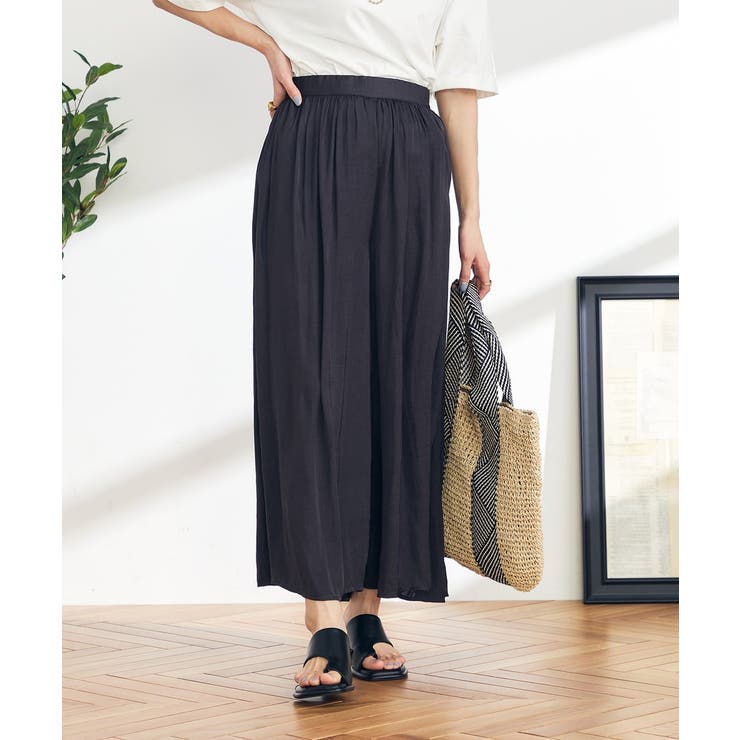 ダークグレー | 【洗える/セットアップ対応可】サテンギャザースカンツ | a.v.v【WOMEN】