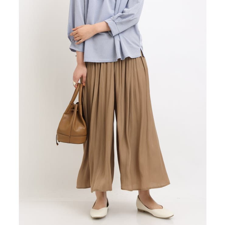 ベージュ | 【イージーケア】落ち感ギャザースカンツ | a.v.v【WOMEN】