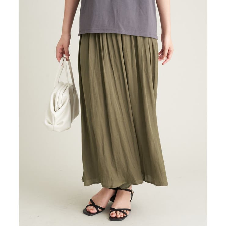 カーキ | 【イージーケア】落ち感ギャザースカンツ | a.v.v【WOMEN】