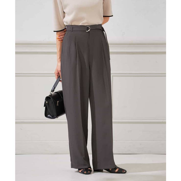 ダークグレー | 【洗える】ベルト付きストレートパンツ | a.v.v【WOMEN】