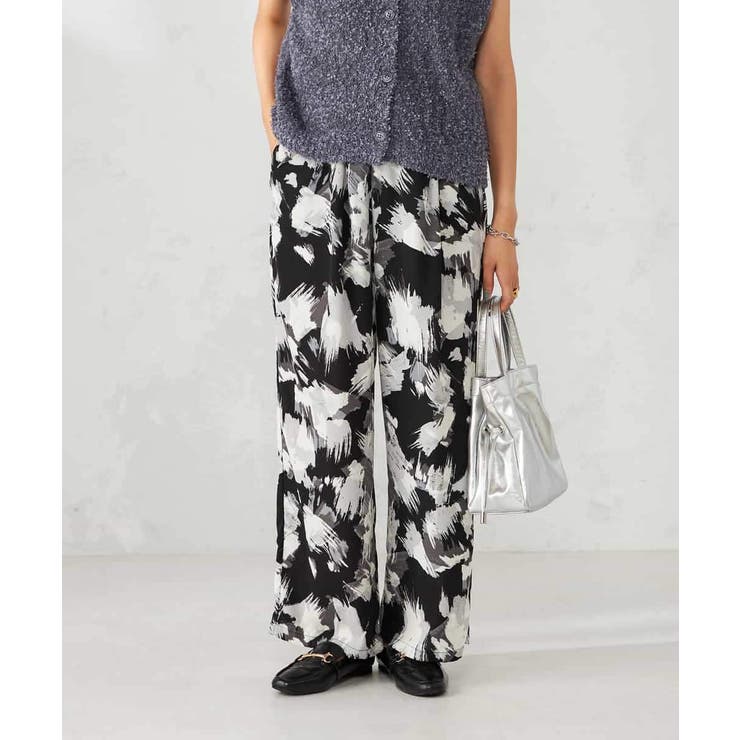 ブラック | 【マシンウォッシャブル】プリントイージーパンツ | a.v.v【WOMEN】