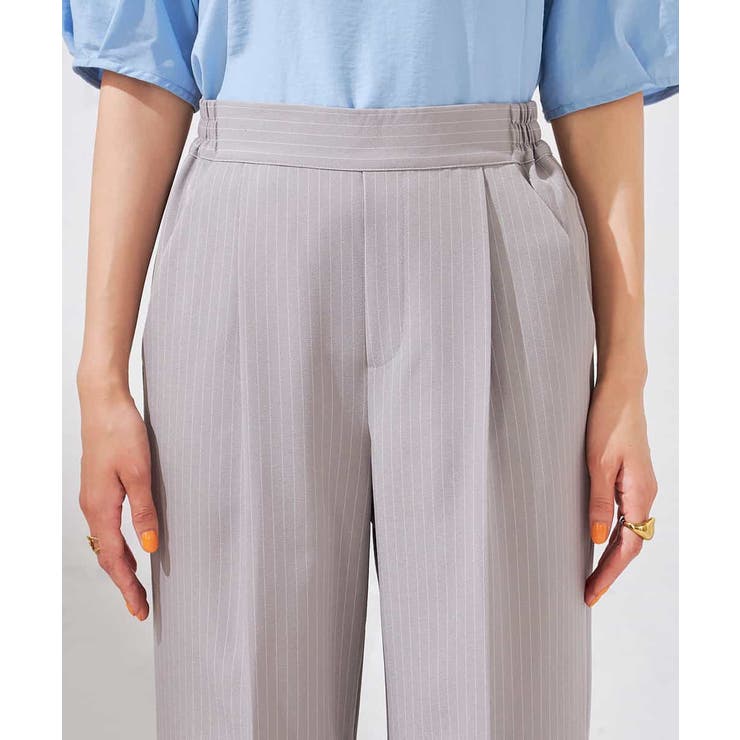 【接触冷感/洗える/イージーケア】美ラクるスッキリ見えストライプワイドパンツ | a.v.v【WOMEN】 | 詳細画像13 