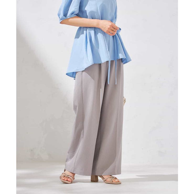 【接触冷感/洗える/イージーケア】美ラクるスッキリ見えストライプワイドパンツ | a.v.v【WOMEN】 | 詳細画像3 