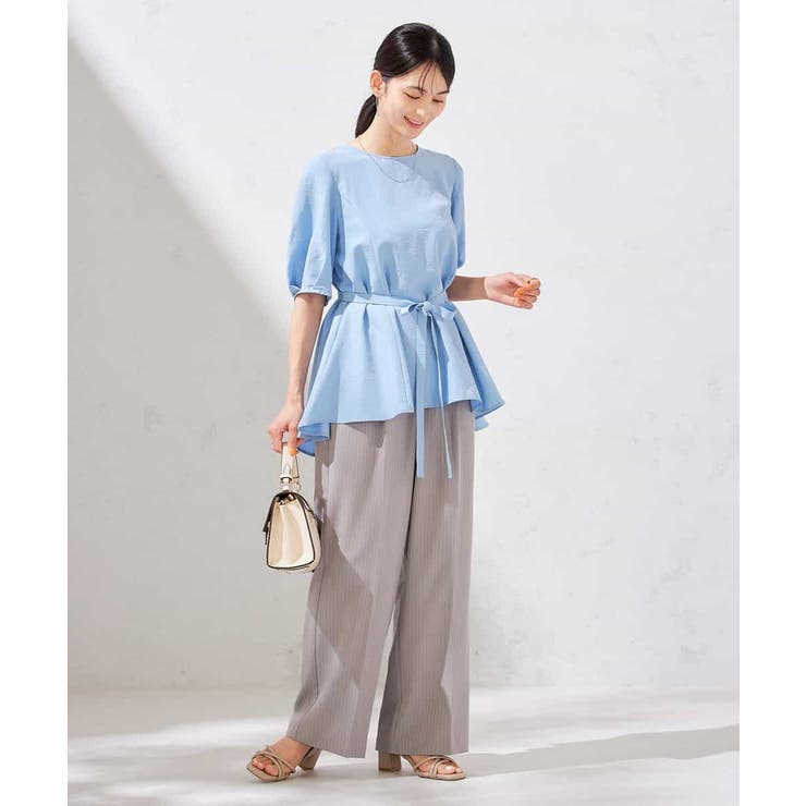 【接触冷感/洗える/イージーケア】美ラクるスッキリ見えストライプワイドパンツ | a.v.v【WOMEN】 | 詳細画像5 