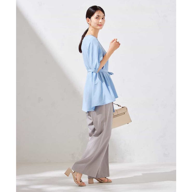 【接触冷感/洗える/イージーケア】美ラクるスッキリ見えストライプワイドパンツ | a.v.v【WOMEN】 | 詳細画像7 