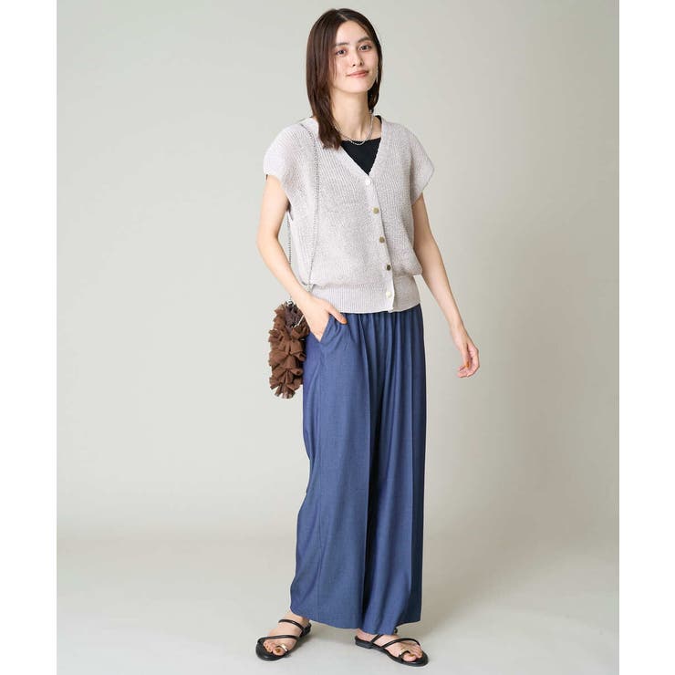 【接触冷感/洗える/ストレッチ】デニム見え美楽るイージーワイドパンツ | a.v.v【WOMEN】 | 詳細画像16