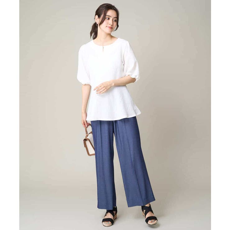 【接触冷感/洗える/ストレッチ】デニム見え美楽るイージーワイドパンツ | a.v.v【WOMEN】 | 詳細画像3