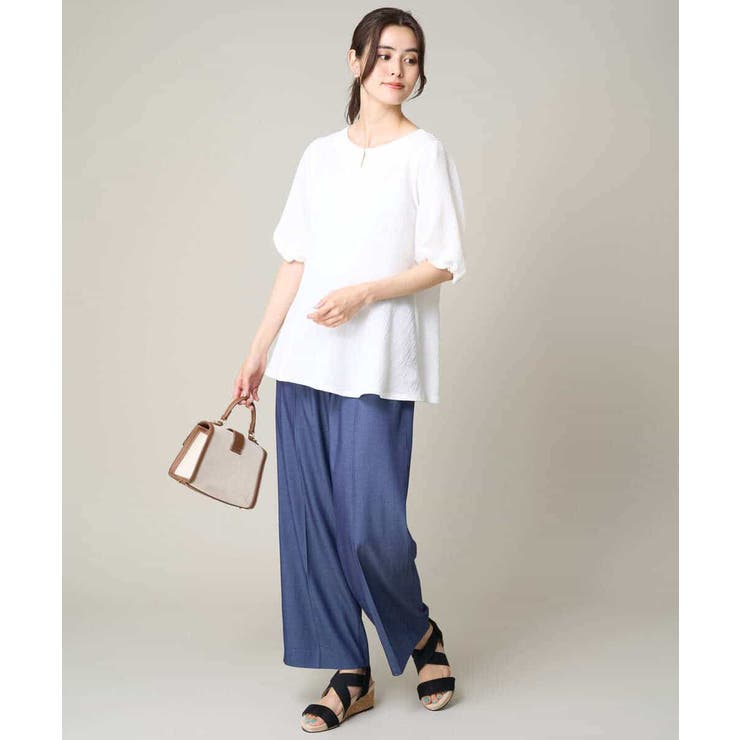 【接触冷感/洗える/ストレッチ】デニム見え美楽るイージーワイドパンツ | a.v.v【WOMEN】 | 詳細画像5