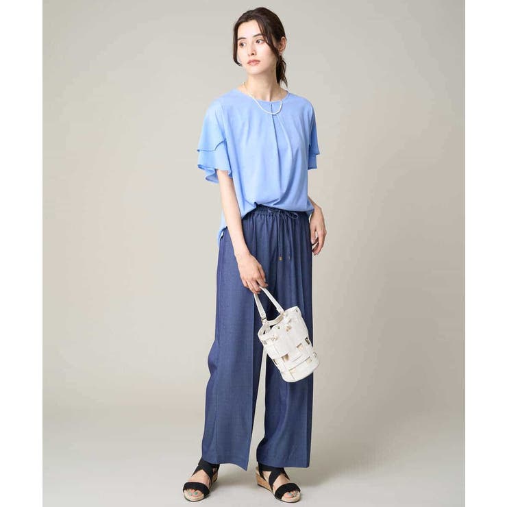 【接触冷感/洗える/ストレッチ】デニム見え美楽るイージーワイドパンツ | a.v.v【WOMEN】 | 詳細画像9