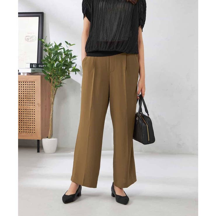 キャメル | 【接触冷感/UVカット/吸水速乾】美ラクるスッキリ見えワイドパンツ | a.v.v【WOMEN】