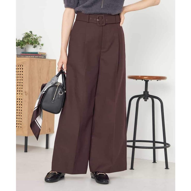 ボルドー | ベルテッドワイドパンツ | a.v.v【WOMEN】