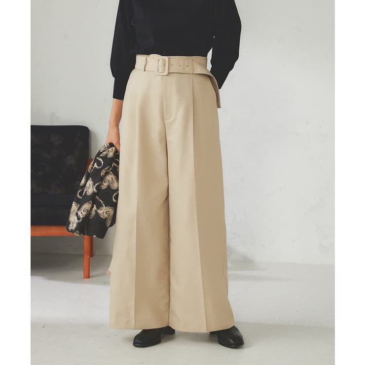 ベージュ | ベルテッドワイドパンツ | a.v.v【WOMEN】