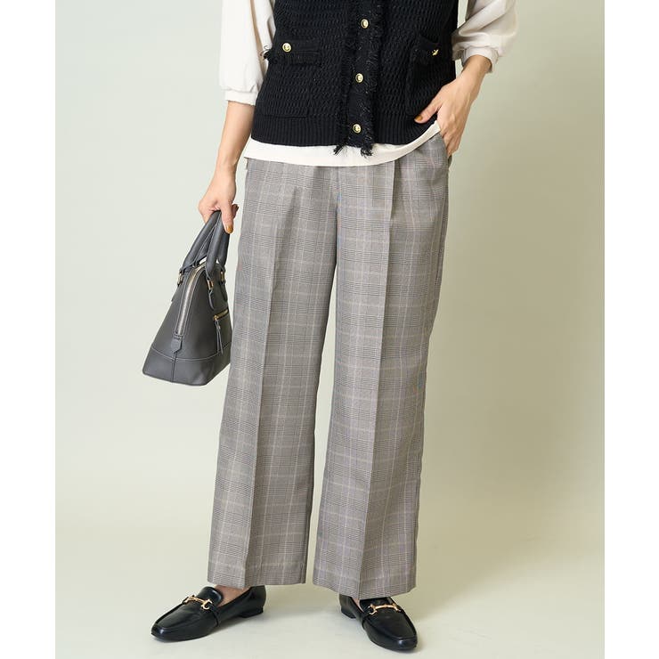 ベージュ | 【洗える/イージーケア/毛玉になりにくい】美楽るスッキリ見えワイドパンツ | a.v.v【WOMEN】