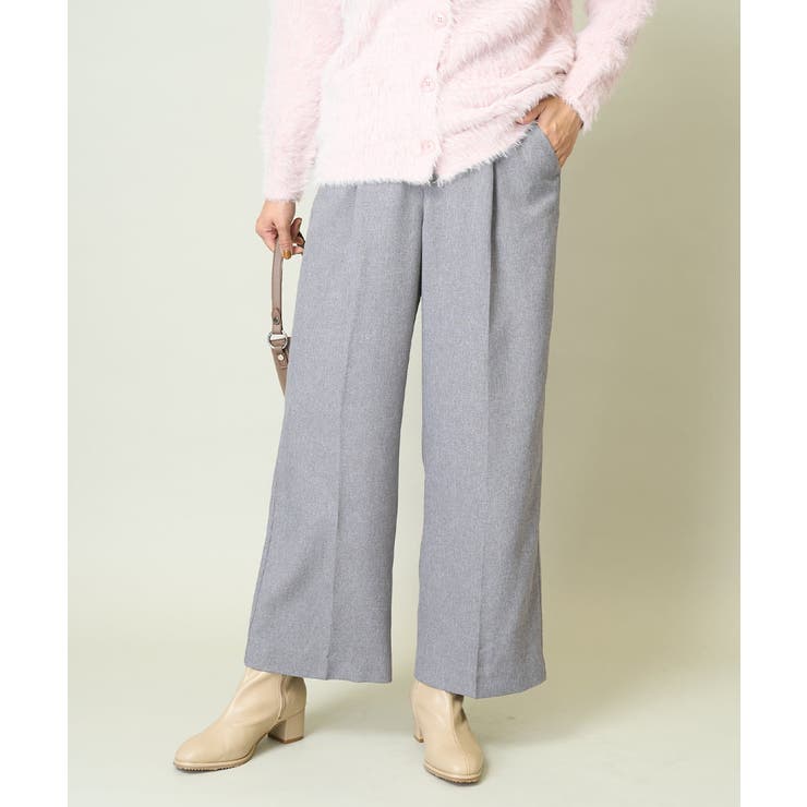 グレー | 【洗える/イージーケア/毛玉になりにくい】美楽るスッキリ見えワイドパンツ | a.v.v【WOMEN】