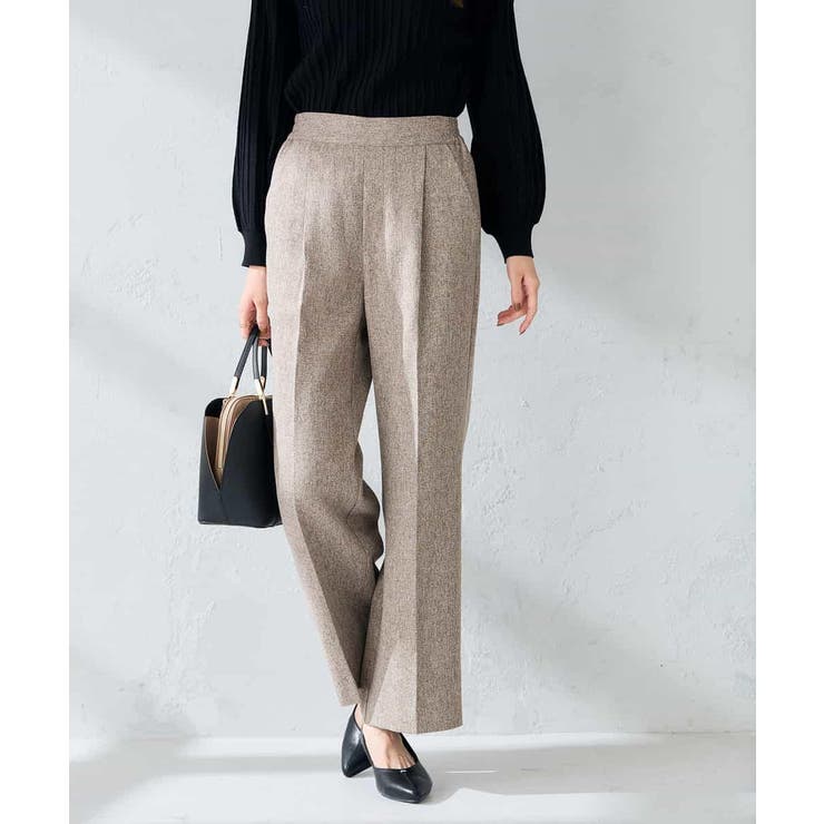 【マシンウォッシャブル】ツイード調ストレートパンツ | a.v.v【WOMEN】 | 詳細画像1 